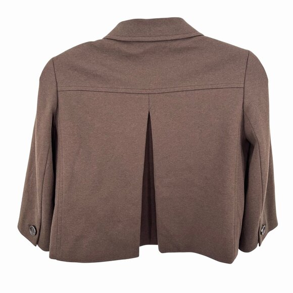 TALBOTS PETITES CROPPED BROWN BLAZER JACKET - STRETCH - 14 - Picture 2 of 5